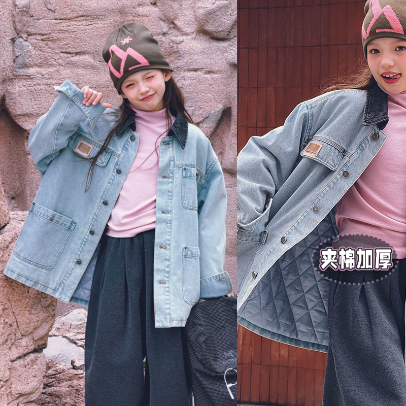 冷大娘男女中大童保暖加厚夹棉衣