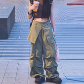 冷大娘男女中大童工装 子 街舞运动百搭宽松紧腰长裤 裤 高阶休闲裙裤