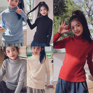 打底上衣亲子款 冷大娘 男女中大童秋冬加绒内搭T恤加厚保暖高领衫