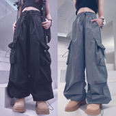 高阶休闲街舞运动百搭宽松紧腰长裤 冷大娘男女中大童工装 裤 子亲子