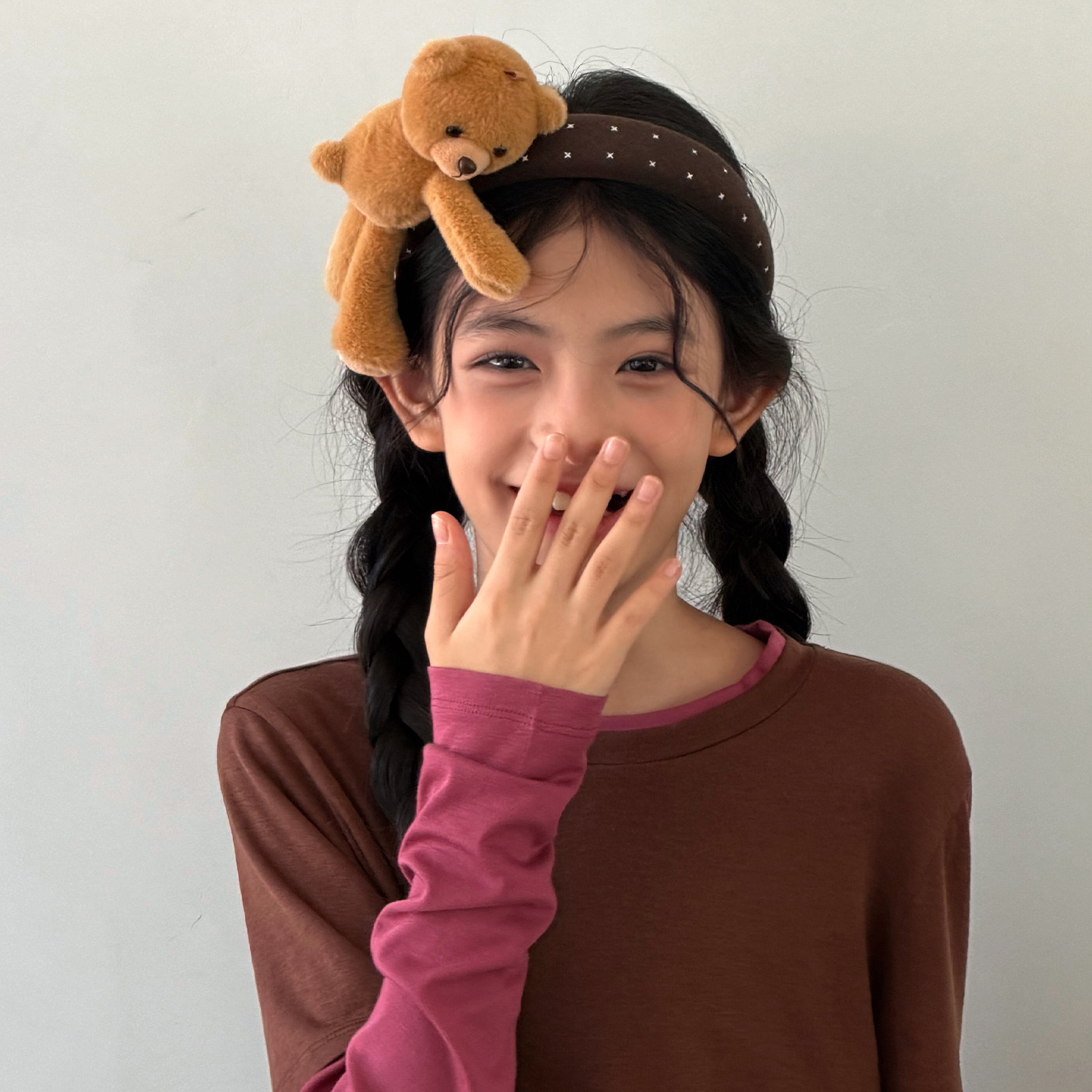 可爱小熊毛绒高颅顶发箍图片