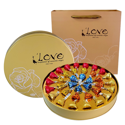 好时巧克力36粒圆形铁盒装