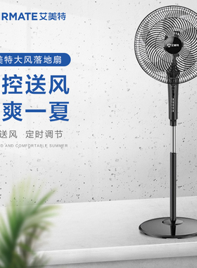 艾美特16寸落地扇FS40-R51/X58家用静音摇头机械遥控黑色电风扇