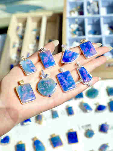 潮生石舒俱来蓝樱花舒俱来吊坠