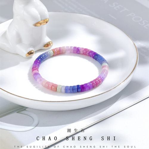 凝胶紫冰紫冰桃红糖果手串