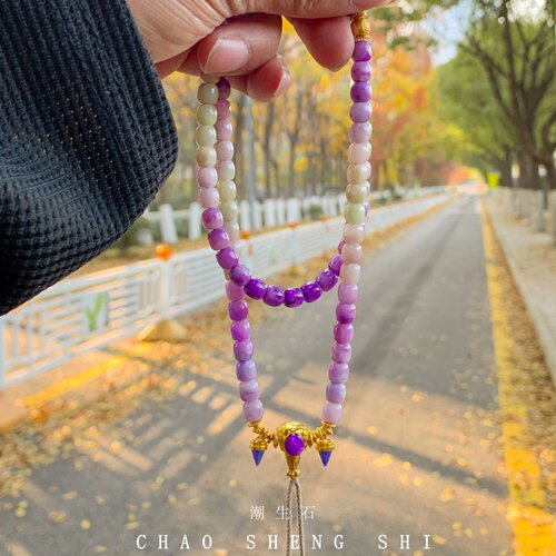 舒俱来紫绿多圈项链10818k金