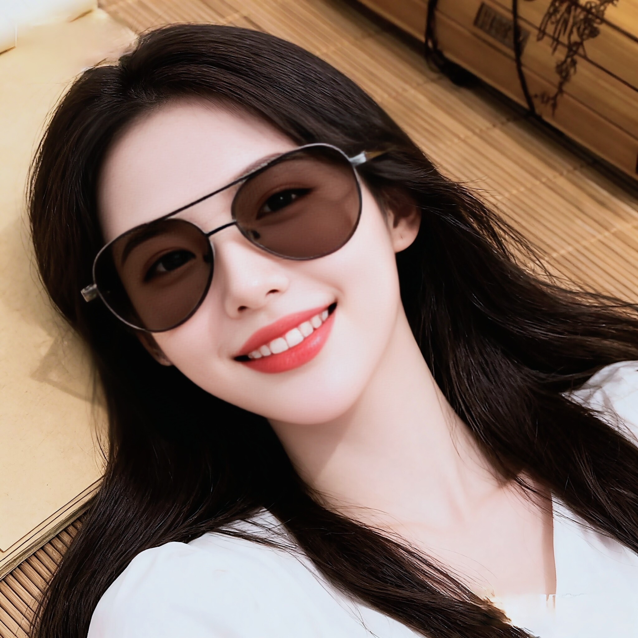 水晶太阳眼镜男女时尚潮流新款飞行员全框金属腿蛤蟆镜