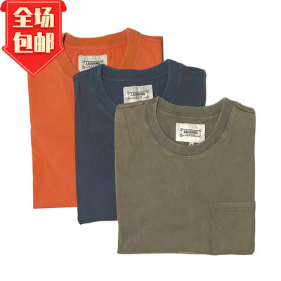 水洗做旧口袋圆领百搭短袖T恤