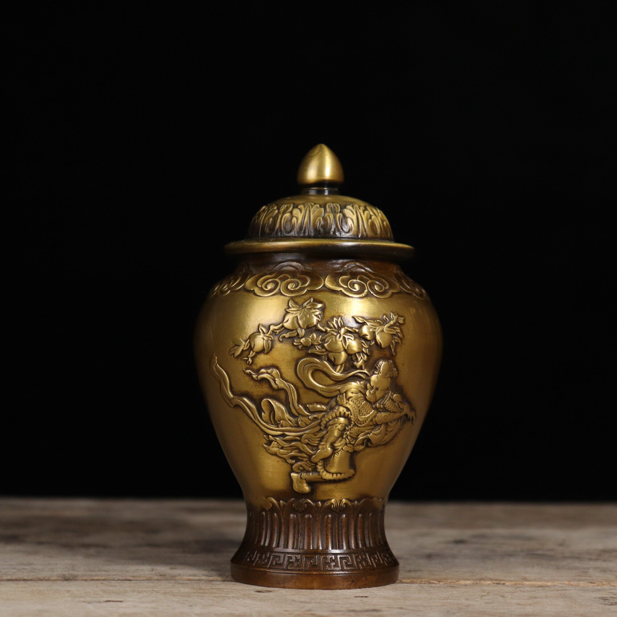 古玩铜器收藏仿古纯铜将军罐摆件铜瓶收纳储存罐复古中式家居装饰