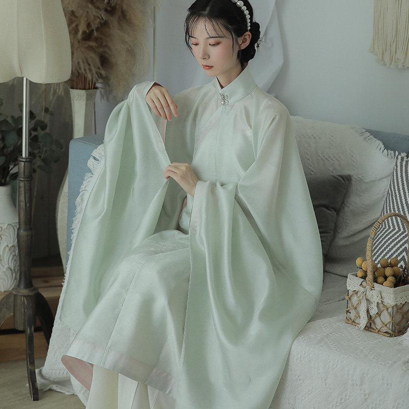 晚明风蛋壳青立领斜襟长衫粉色暗花纱帝尧汉服原创,模玩/动漫/周边/娃圈三坑/桌游,古风/国风套装,淘宝优惠券,粉丝福利购,淘宝优惠卷
