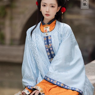 圆领披袄长袄帝尧汉服万历长袄女装披风汉服外套