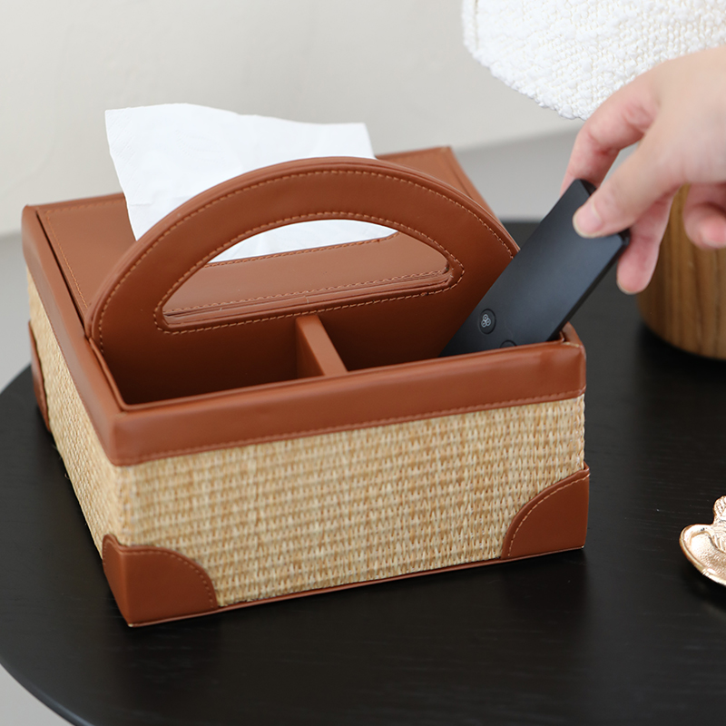 赫本家法式轻奢纸巾盒遥控器收纳