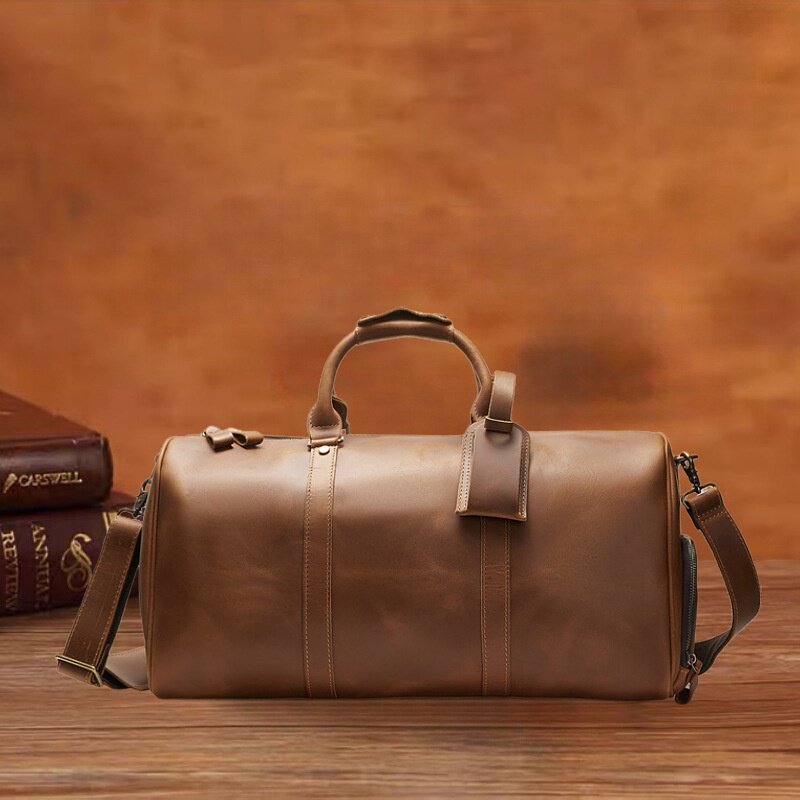 欧美复古真皮旅行包大容量耐磨手提斜挎包休闲便携潮流旅行袋跨境