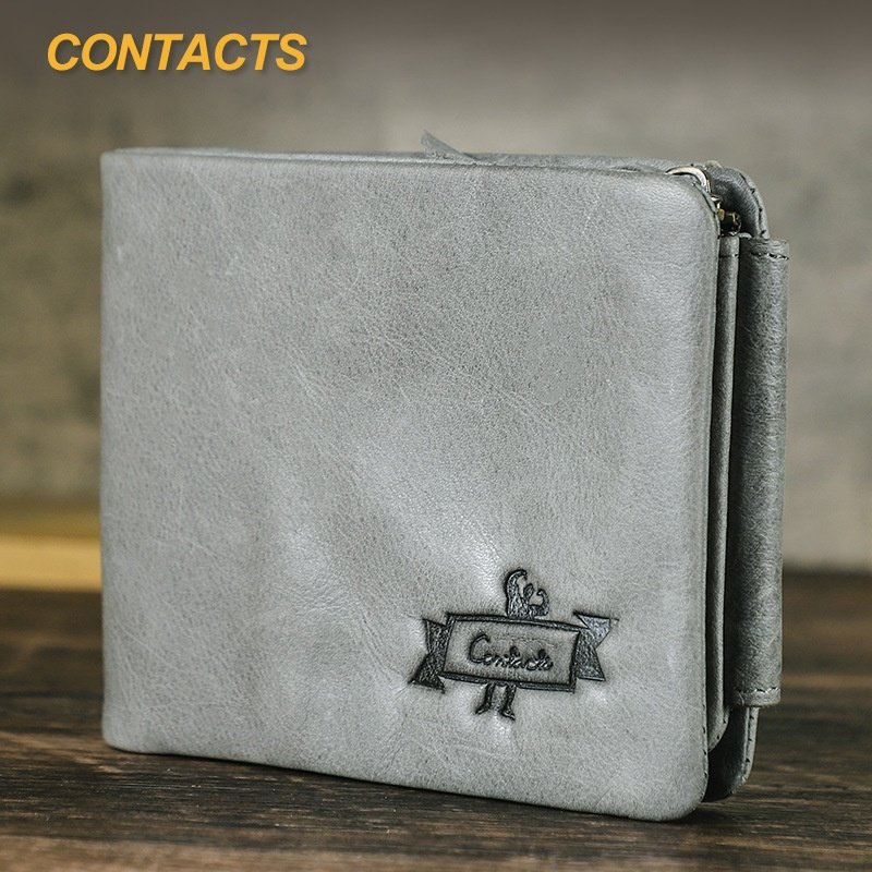 黑天使头层牛皮三折多功能男士钱包横款男皮夹真皮钱包跨境