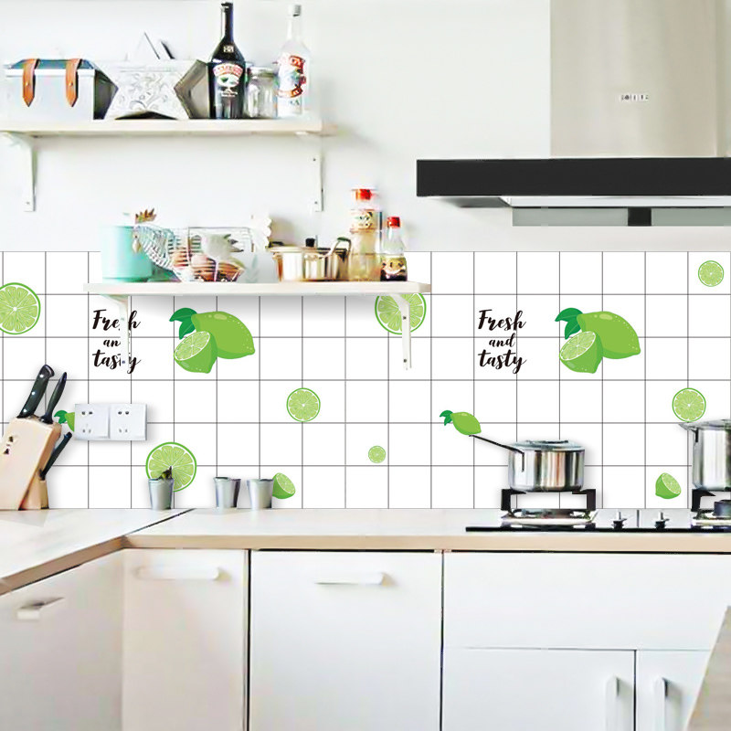 北欧ins厨房贴纸防水防油墙纸自粘油烟机灶台挡油耐高温家用墙贴
