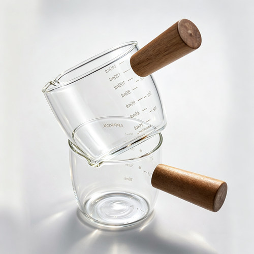 米立风物意式浓缩咖啡杯木柄玻璃小奶盅酱汁盅迷你奶罐shot萃取杯 - 封面