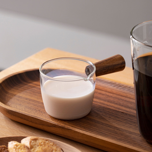 米立风物意式 浓缩咖啡杯木柄玻璃小奶盅酱汁盅迷你奶罐shot萃取杯