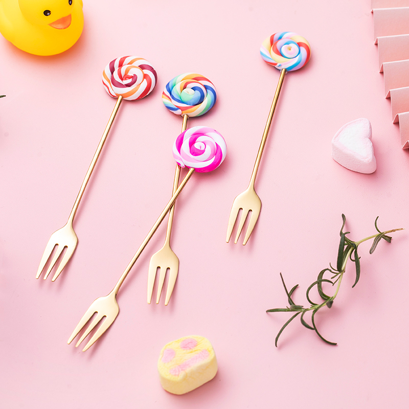 米立风物不锈钢水果叉套装创意可爱咖啡勺子搅拌勺欧式小奢华叉子