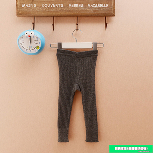 胡氏儿童纯羊绒裤男女孩纯色打底裤针织毛线裤宝宝弹力加厚保暖裤