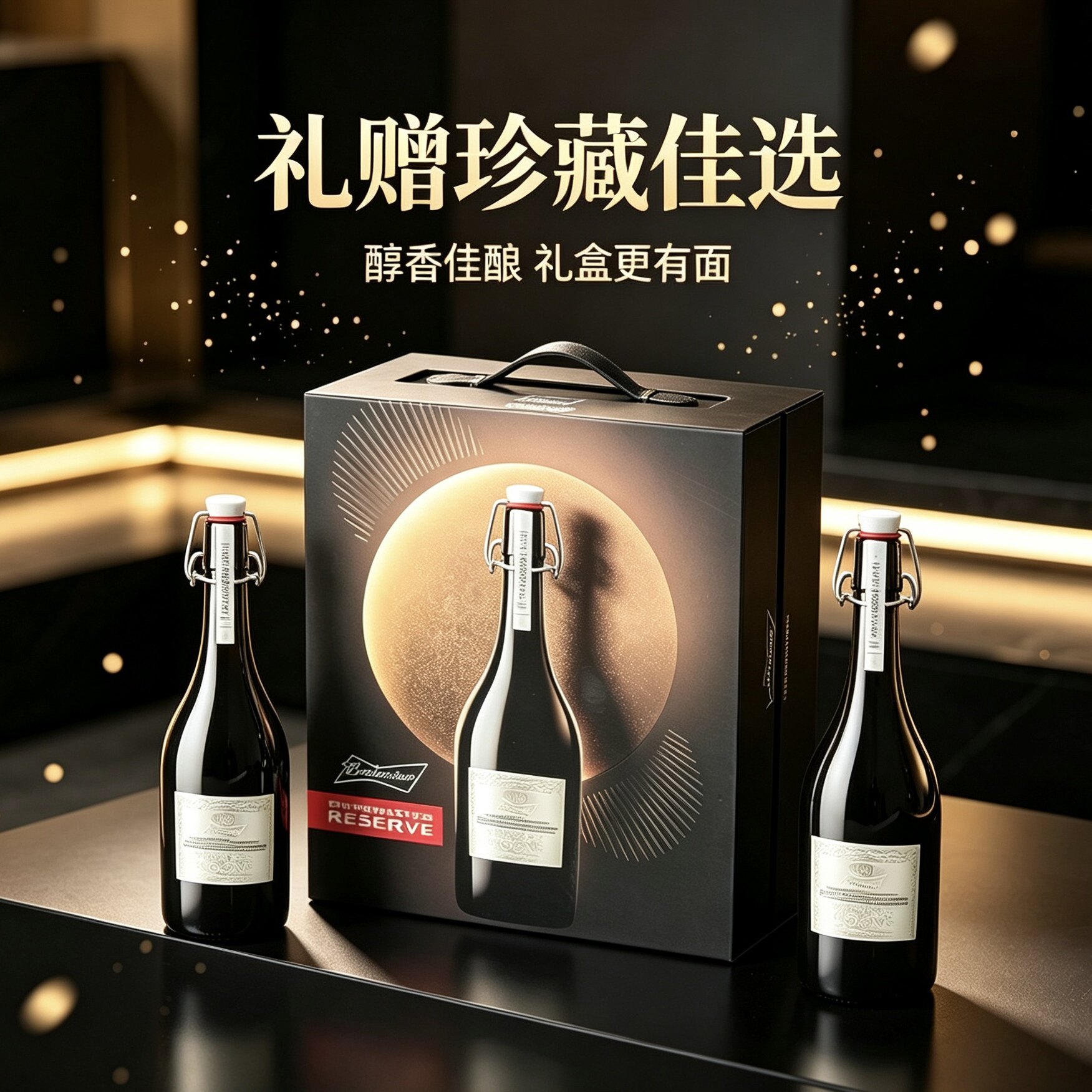 中秋礼盒2瓶百威大师798ml装大瓶礼盒装精酿送礼高端啤酒高档