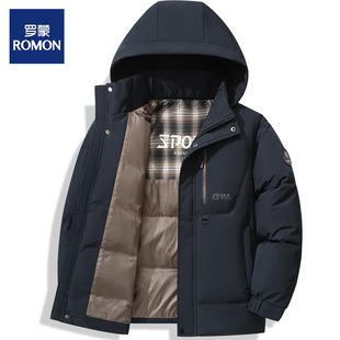 罗蒙棉服男士 连帽加厚保暖羽绒棉袄防寒棉衣服外套男 2025年秋冬款