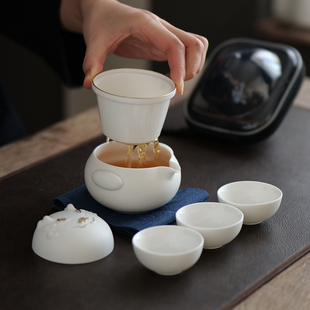 陶瓷一壶二三杯旅行茶具套装龙年新款家用户外快客杯便携功夫茶壶