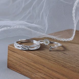 对戒小众设计一对七夕刻字生日礼物送女友 925纯银情侣款 莫离