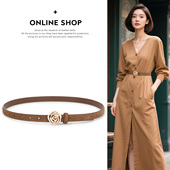 百搭绒面细款 皮带装 饰配衬衫 腰带女真皮牛皮时尚 连衣裙子牛仔裤 带