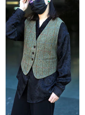 画子行山水哈里斯Harris Tweed全羊毛暖背心马甲经典款《风物》**