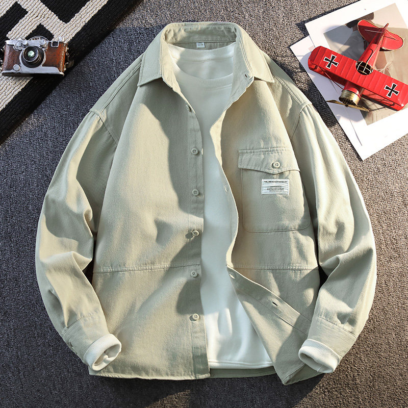 春季青少年纯棉衬衫男孩衬衣外套