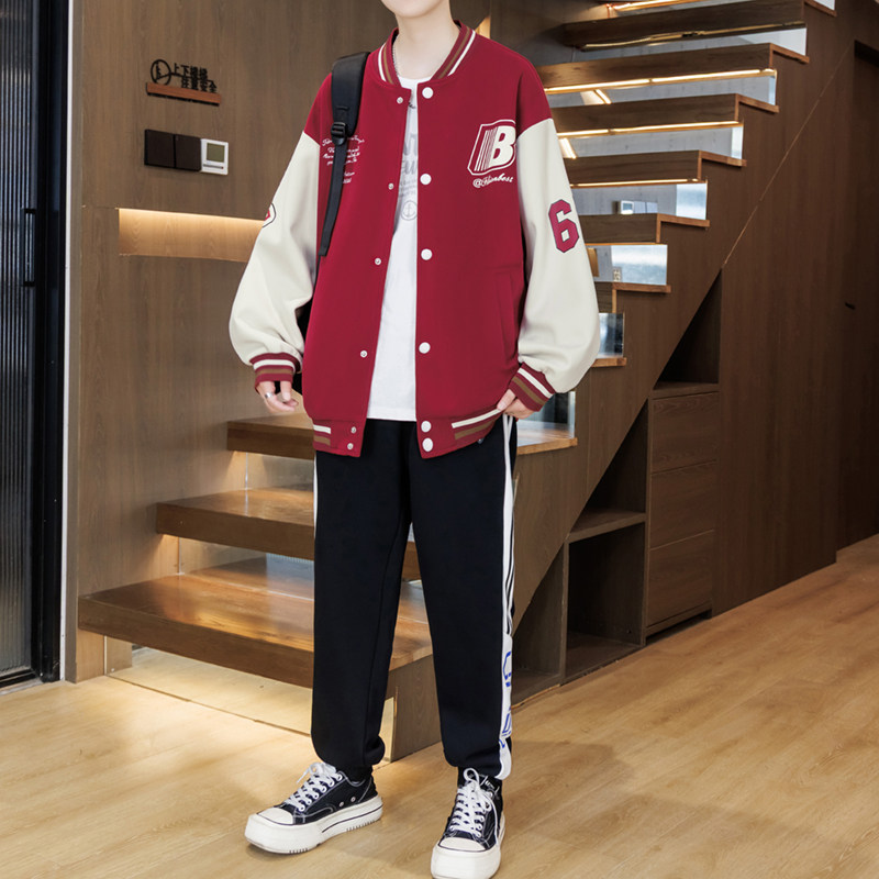 青少年卫衣开衫外套12岁男孩14初中学生15大童休闲运动棒球服套装