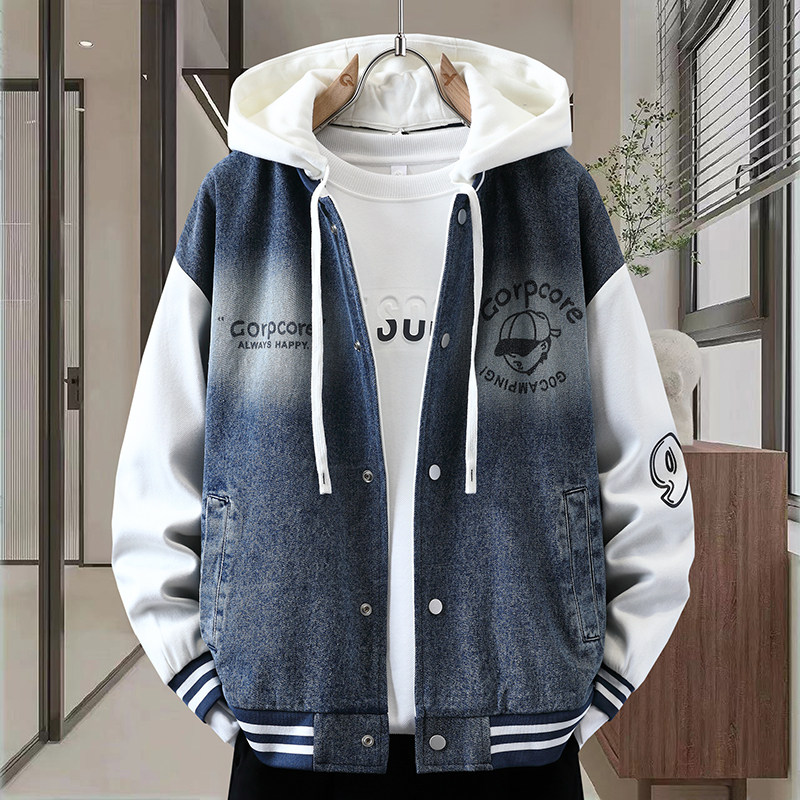 13青少年潮流连帽牛仔棒球服外套男孩14中学生15岁夹克16大童春装,男装,牛仔外套,淘宝优惠券,粉丝福利购,淘宝优惠卷