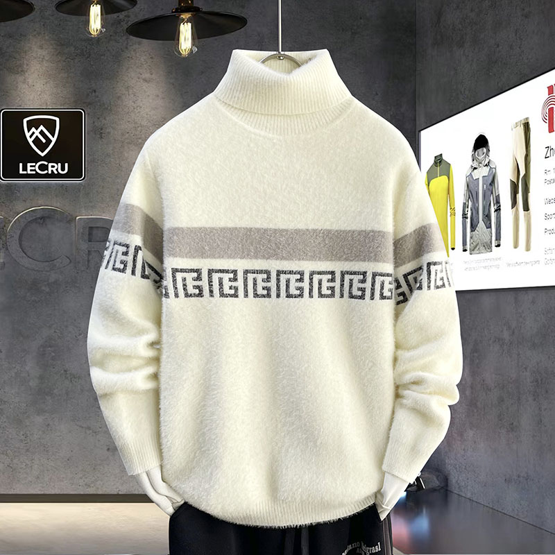 青少年13岁仿水貂绒毛衣14初中学生男孩15秋冬季16高领加厚针织衫