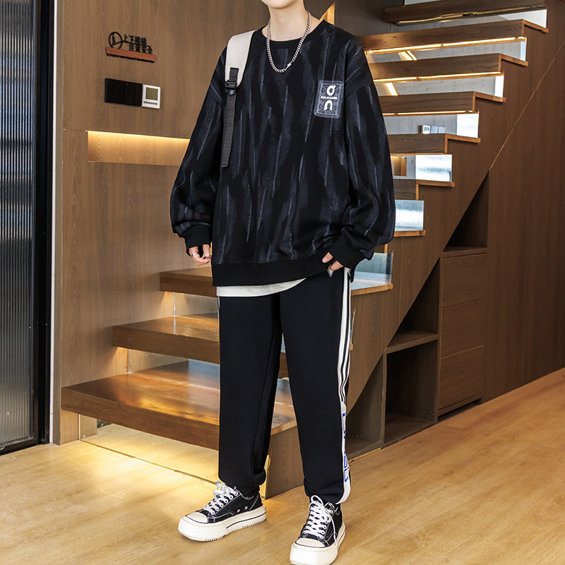 春秋季卫衣打底衫男孩13初中学生14潮流帅气15岁大童长袖T恤套装