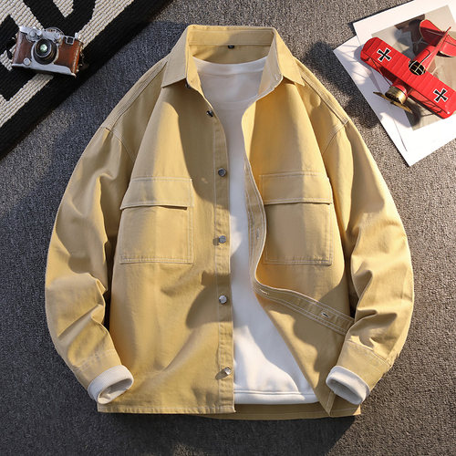 青少年春季纯棉宽松长袖衬衫衬衣