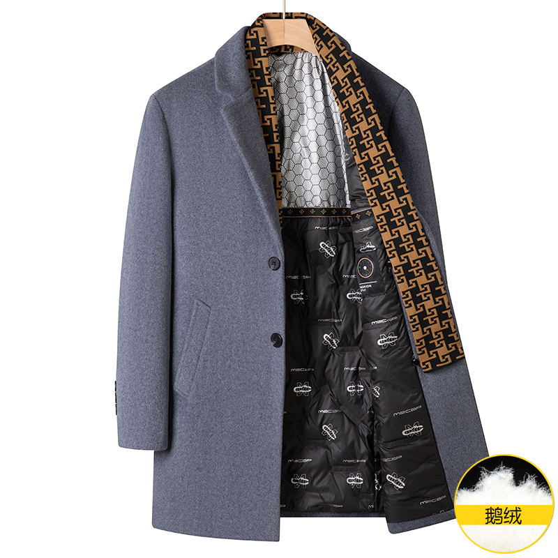 青少年潮牌中长款毛呢外套羽绒服