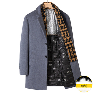 13青少年潮牌中长款毛呢外套14男孩15岁初中学生16大童冬装羽绒服