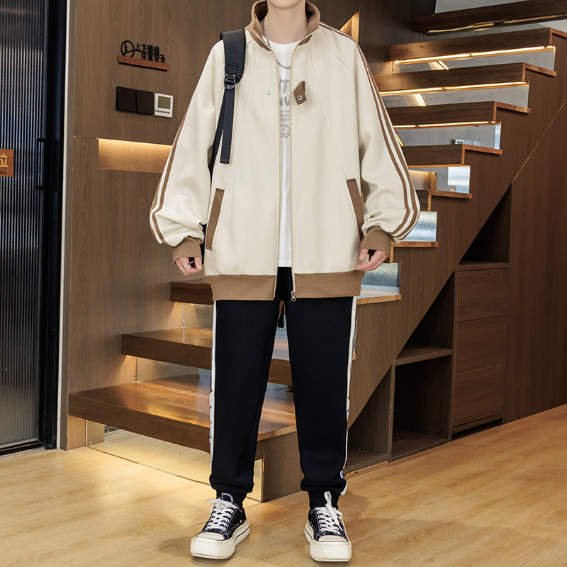 13春季卫衣开衫男孩12岁15青少年初中学生14大童运动棒球服套装16