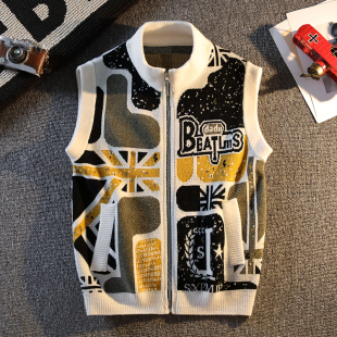 秋冬青少年潮流针织马甲12岁男孩13初中学生14大童15坎肩毛衣外套