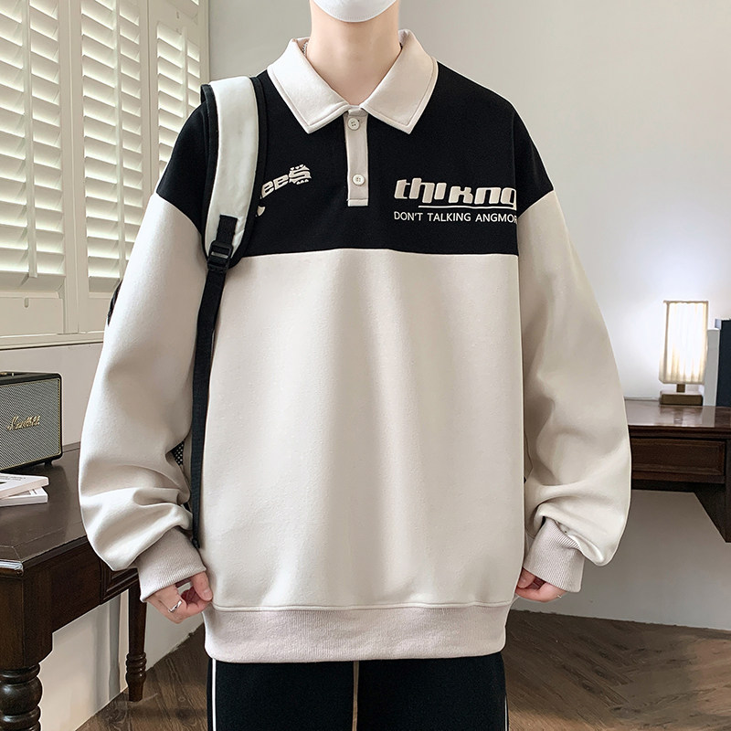 春秋季翻领卫衣男孩12-15岁青少年学生14长袖t恤16大童帅气POLO衫