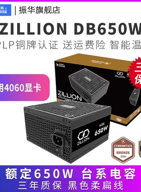 振华ZILLION 卓凌DB650W 电脑主机台式机机箱电源银牌DW550W/750W