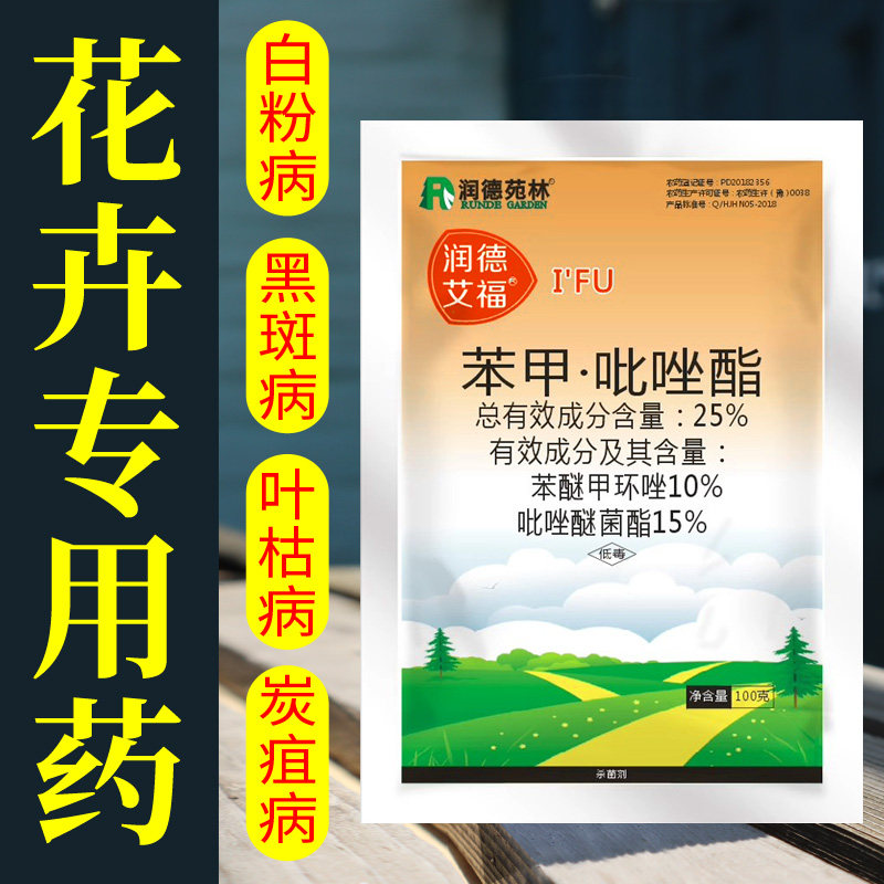 兰花黑斑病专用药苯甲呲唑酯花卉月季黄叶长寿花白粉病特效药花药