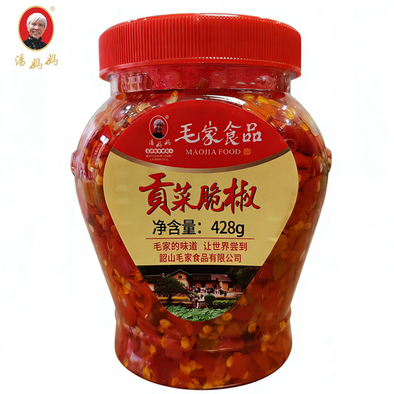 湖南韶山特产毛家食品贡菜脆椒428g汤妈妈毛家饭店剁辣椒酱下饭菜
