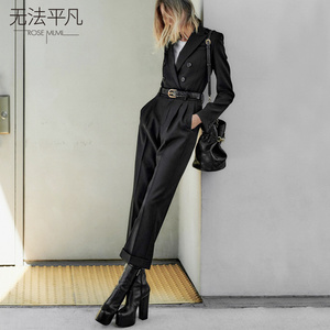 小众设计师款【无法平凡】新甄选气质简约设计感黑色连体裤女