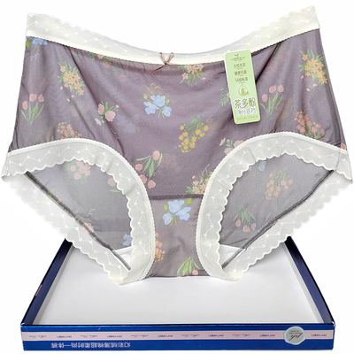 彩田花仙子内裤女士飘飞面膜印花21991高腰超薄速干透明平脚包臀