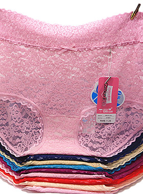 彩田内裤女 中腰31066银离子抗菌高腰蕾丝边性感大码提臀正品包邮