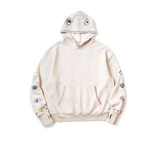 25SS KAPITAL 平田和宏 日系休闲眼睛趣味刺绣纯棉宽松连帽卫衣