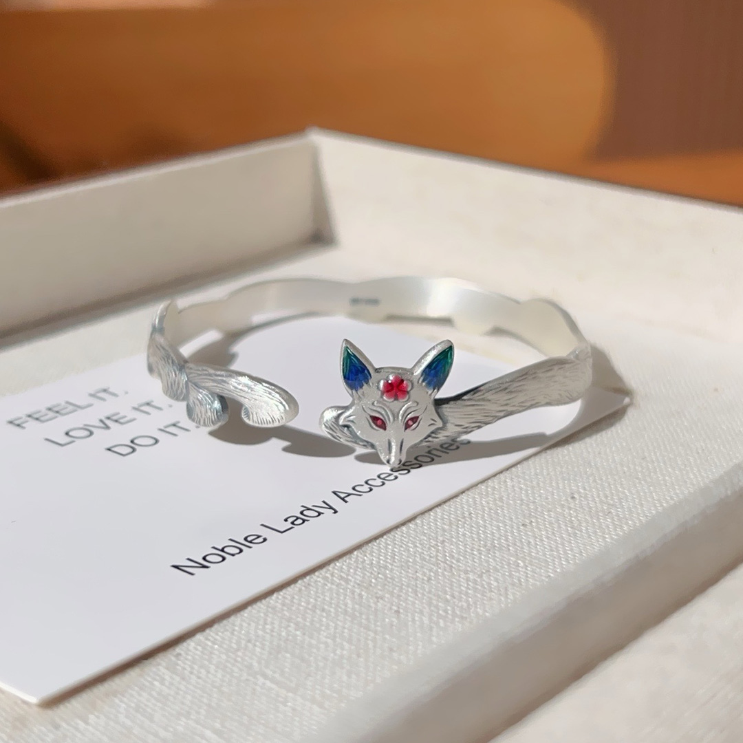 九尾灵狐足银999狐狸招桃花手镯