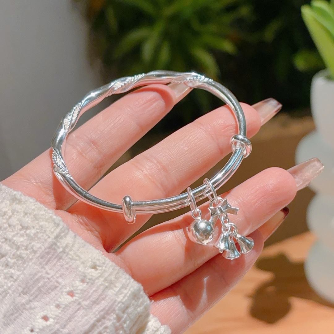 梦幻银丝足银铃铛手镯