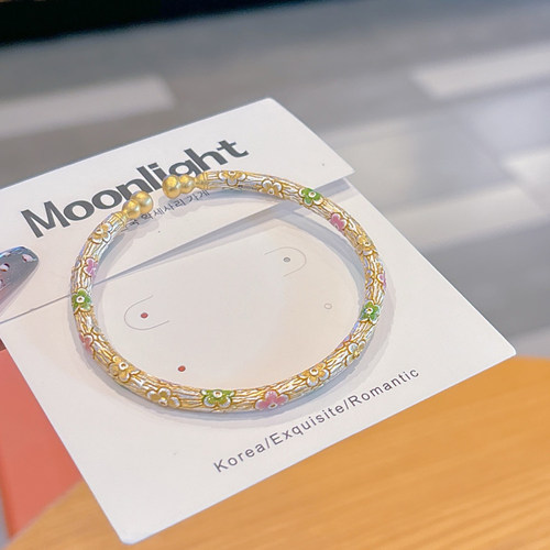 足银999.9珐琅彩樱花福禄手镯